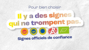 Bloc-marque de la campagne de communication "Il y a des signes qui ne trompent pas / Signes officiels de confiance" 